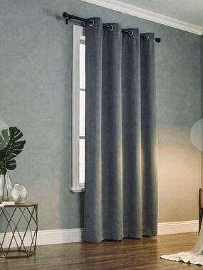 NEW! 2 Grey Natalia Blackout Curtain Panels with Silver Grommets 38"W x 84"L